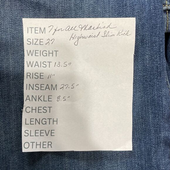 7 For All Mankind HIGHWAIST SLIM KICK Jeans Women’s 27 Medium Wash Stretch Denim - Picture 11 of 11